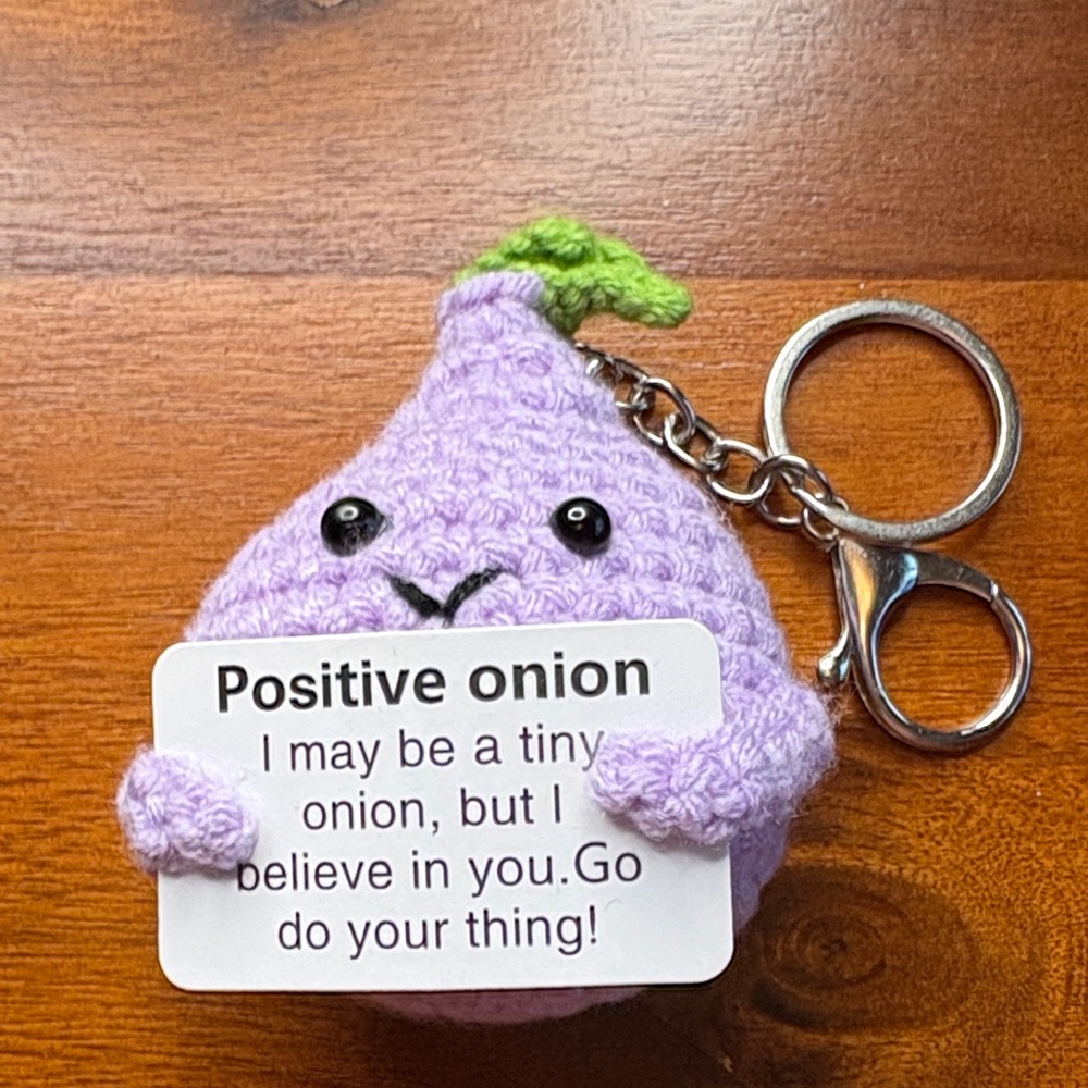 Crochet Purple Positive Emotional Support Onion Keychain or Bag Charm